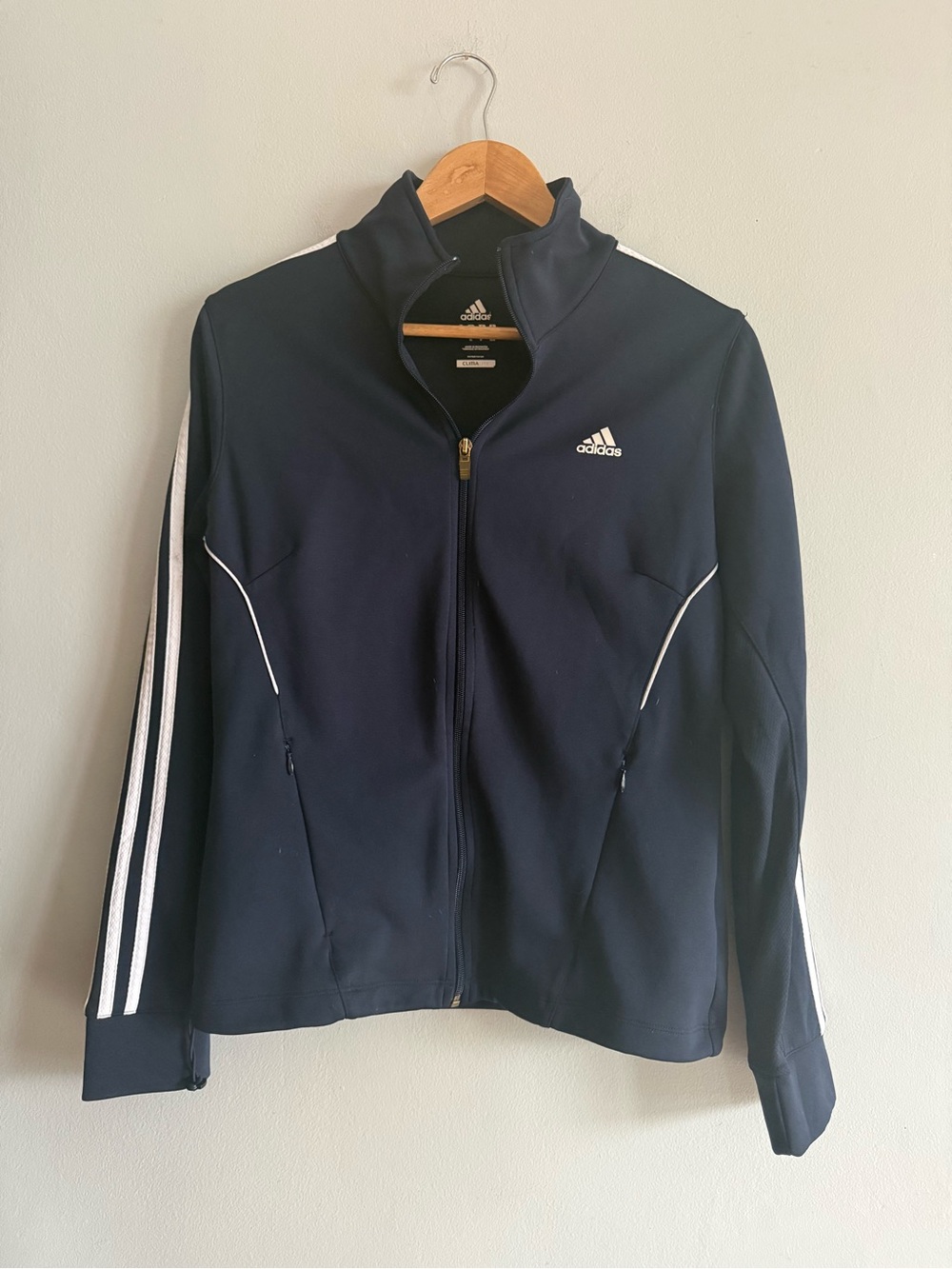adidas Navy Jacket with White Stripe Accents